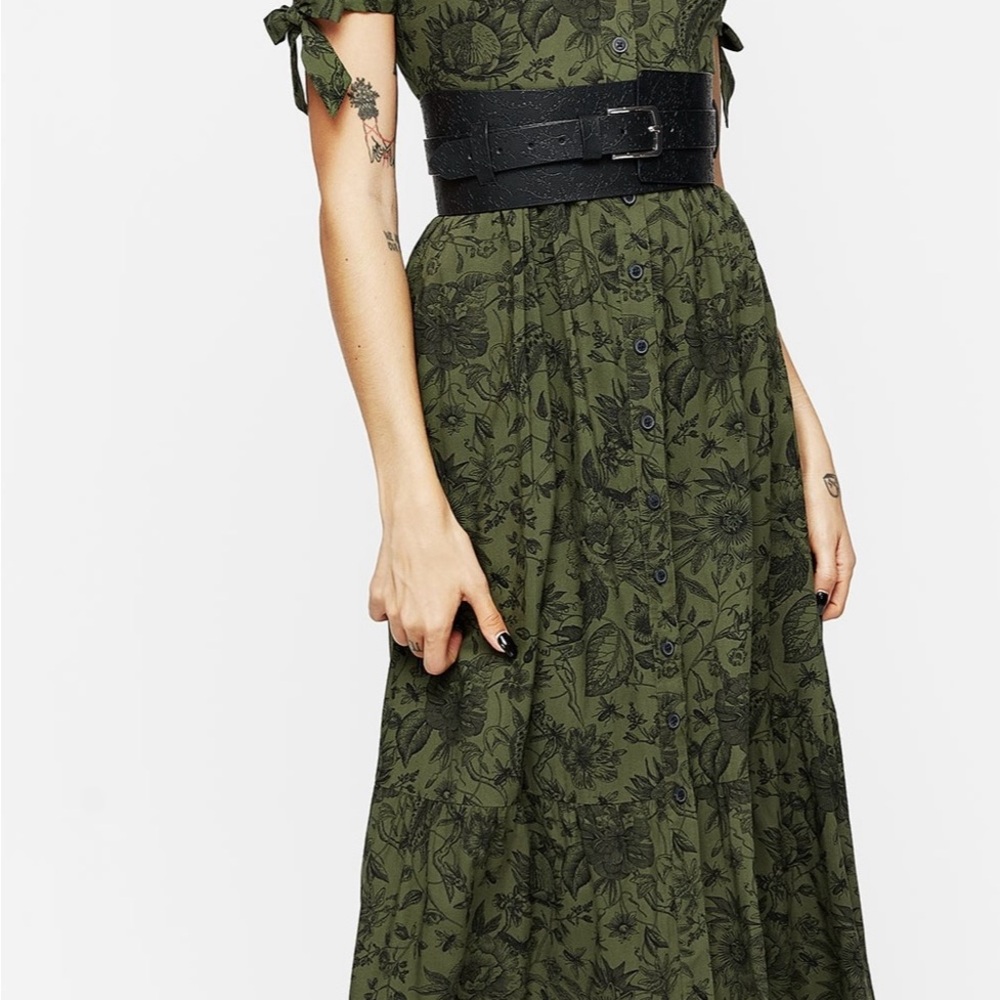 Disturbia Meadowflowers Floral Print Button Up Tiered Midaxi Dress